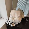 Mochila ligera de nylon crema con cordón para viajes de verano - Blanco Roto