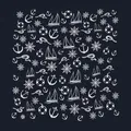 Dark blue cotton square bandana featuring white nautical anchor and sailboat print patterns - 54*54CM / Navy Blue Full Nautical Print