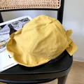 Sombrero de sol de algodón amarillo con un gran lazo decorativo - 56-58cm Ajustable / Amarillo