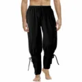 Detailansicht einer schwarzen mittelalterlichen Renaissancehose mit Schnürung am Knöchel - S / Unterteile / Schwarz