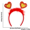 Serre-tête de la Saint-Valentin rouge avec plumes et cœurs à paillettes (21cm x 20,5cm) - Serre-tête de Saint-Valentin / Style Cœur Or Plume