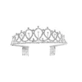 Diadème de couronne d'anniversaire élégant en strass argentés avec peignes de côté - Couronne / Argent
