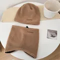 Ensemble bonnet et tour de cou en polaire sherpa chaude marron pour l'hiver unisexe - 56-59cm / Ensemble Bonnet et Cache-col / Chameau