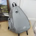 Lightweight gray outdoor hiking sling bag with mesh pattern and mountain logo - Gray