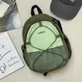 Mochila deportiva vintage verde de gran capacidad con cordón y detalles de malla - Verde