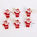 Kleine rote beflockte Weihnachtsmann-Ornamente mit Maßen für den Weihnachtsbaum - Rot Beflockt (3 Zoll) / 6 Stück/Packung (6.8CM)