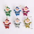 Set aus sechs bunten, glitzernden Weihnachtsmann-Anhängern für die Baumdekoration - Bunter Glitzer (2 Zoll) / 6 Stück/Packung (4.8CM)