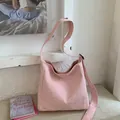 Pink canvas shoulder bag with silver star sequins and wide adjustable strap - Pink