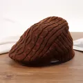 Vintage style brown knitted newsboy cap for autumn and winter daily warmth and comfort - 56-58cm / Coffee