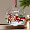 Acrylic Christmas ornament with horses, red truck and festive holiday slogan - Retro Pickup (17) / 8x8x0.3cm