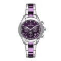 Detalle reloj mujer BS Bee Sister con esfera morada y correa de acero inoxidable - Púrpura plateado