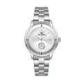 Elegante silberne Edelstahluhr für Damen mit minimalistischem Zifferblatt und kleiner Sekunde. - Klassisches Silber