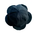 Stylish black Japanese style bucket hat with elegant ruffled lotus leaf brim for women - 55-58cm / Black
