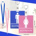 Vista detallada de las dimensiones de los pases de baño de PVC con cordones azul y rosa. - Estilo de Cordón Azul / 1 Pieza/Paquete / Azul