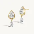 Elegant S925 sterling silver pear-shaped zircon drop earrings in a polished gold finish - 925 Silver / 18K Gold Plated (With Silver Earring Backs)