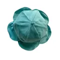 Teal blue floral bucket hat with scalloped lotus leaf brim for sun protection, summer style. - 55-58cm / Aqua Blue