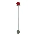 Macro detail of handmade red felt rose bookmark featuring green leaf and stem design - Rose / 36cm Length