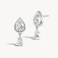 Elegant S925 sterling silver water drop zircon dangling stud earrings for women - 925 Silver / Platinum Plated (With Silver Earring Backs)