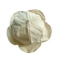 Elegant cream white lotus leaf edge bucket hat for women sun protection summer accessory - 55-58cm / Beige
