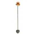 Vertical full view of a vintage handmade sunflower felt bookmark with green leaf detail - Sunflower / 36cm Length