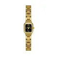 Elegante reloj de cuarzo para mujer en acero dorado con esfera romana cuadrada negra clásica - Negro Dorado