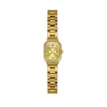 Elegante reloj de mujer dorado con esfera cuadrada vintage y brazalete de acero sólido - Oro antiguo