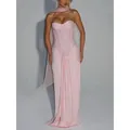 Elegant pink strapless sequin corset maxi dress with high waist draped skirt design - S / Top And Bottom / Pink