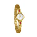 Elegante reloj de pulsera Bee Sister dorado para mujer con circonitas rojas y esfera blanca - Strass Blanco Y Magenta / Dorado