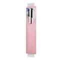 Vue détaillée d'un étui à stylos portable en cuir PU rose avec élastique solide - 17*4.5cm / Rose