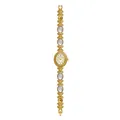 Elegante reloj de pulsera vintage de oro con incrustaciones de nácar blanco y esfera - Oro Blanco Piedra de Luna Blanco
