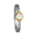 Elegante reloj de pulsera de cuarzo bicolor para mujer con circonitas y esfera de nácar. - Circón Blanco / Bicolor (Oro y Plata)