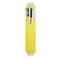 Vue détaillée d'un étui à stylos en cuir PU jaune avec une bande élastique grise - 17*4.5cm / Jaune