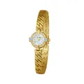 Reloj de mujer estilo vintage francés dorado con bisel de cristal - Oro Blanco Strass Azul Claro