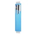 Vue détaillée du porte-stylo en cuir PU bleu clair avec bande élastique de fixation - 17*4.5cm / Bleu