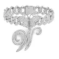 Silberne Panzer-Fußkette mit Strass-Schmetterling und Buchstaben-W-Anhänger - Buchstabe W Stil / Silber