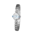 Reloj de cadena de lujo retro francés plateado para mujer con detalles de gemas azules - Plata Blanco Strass Azul Claro