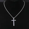 Elegant silver hip hop cross pendant necklace with a stylish twisted rope chain for parties - PT001 Cross (Silver) With Rope Chain / 50cm