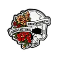 Vintage emaille pin met schedel- en bloemenmotief en een emotionele tekst erop - Emotionele Halve Gezicht Bloem Schedel (QHXZ5814)