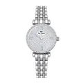 Elegante reloj plateado para mujer con esfera de cristales y correa de eslabones - Plata Clásica