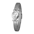 Reloj vintage Bee Sister plateado con correa de metal trenzada en espiga para mujer - Plata