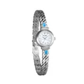 Elegante reloj de pulsera de cadena plateada para mujer con detalles de circón azul claro. - 银湖水蓝钻
