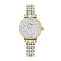 Reloj de lujo BS Bee Sister para mujer en plata y oro con esfera de cristal estrellado - Dorado