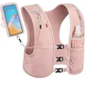Ultralight pink running hydration vest with phone pouch and water bottle pocket - 43x41x5cm / Pink