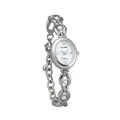 Elegante Bee Sister Damenuhr mit Perlenarmband in Silber und ovalem Zifferblatt - Ovales Zifferblatt (FA1865) / Klassisches Silber