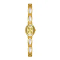 Elegante reloj de pulsera dorado Bee Sister con incrustaciones de nácar blanco natural - Oro Vintage Piedra de Luna Blanco