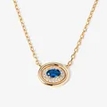 Elegant gold-plated S925 sterling silver necklace featuring an oval blue sapphire pendant - Oval Halo Style (Style A) / 925 Silver / Gold