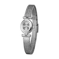 Elegante reloj de cuarzo plateado para mujer con correa trenzada de patrón de espiga - Gris Plata