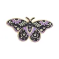 Mysterious purple and black butterfly moth enamel pin badge with mystical star moon patterns - Purple Star Moon Moth Style (QHXZ6668)