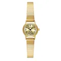 Vintage golden women's watch with small round double dial and bamboo stretch band - All Gold Style (FA1870) / Antique Gold