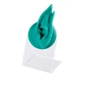 Teal elf silicone ear model on clear acrylic stand for earring and jewelry display - Model + Display Stand / Dark Green - Left Ear